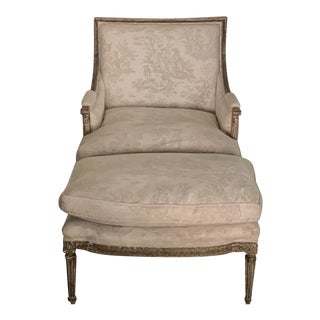 18th Century Louis XVI Chaise & Ottoman For Sale
