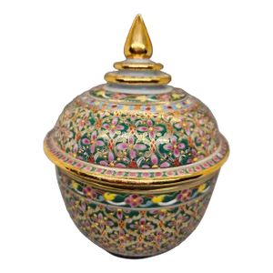 Vintage Benjarong Porcelain Lidded Bowl