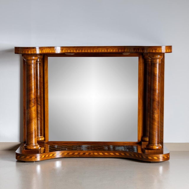 Wood Mid-19th Century Single Parquetry Console Table with Mirror For Sale - Image 7 of 7