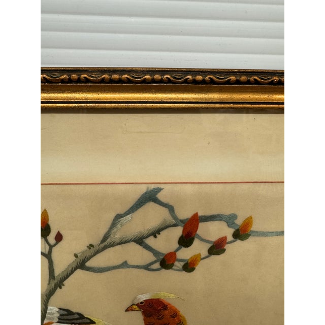 Vintage Chinese Embroidered Silk Tapestry, Framed For Sale - Image 10 of 12