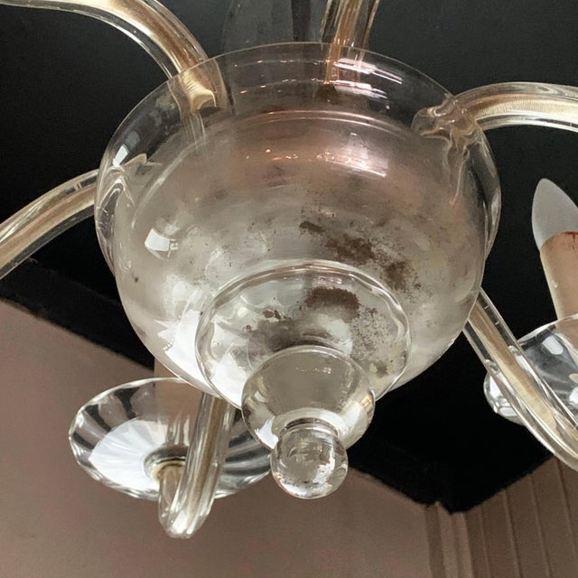 Midcentury Clear Murano Art Glass Chandelier For Sale - Image 9 of 11