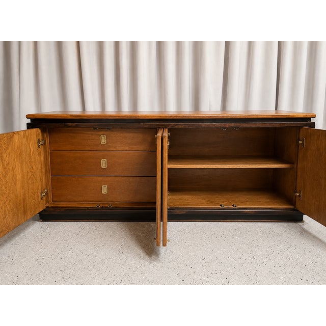 Traditional Late 20th Century , Century Furniture Burl Wood Display Cabinet and Buffet With Glass Hutch For Sale - Image 3 of 10