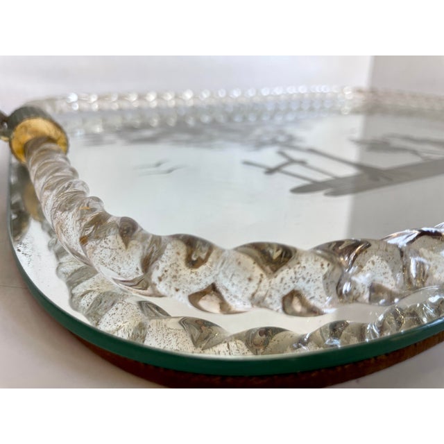Transparent Vintage Murano Italy Venetian Glass Rope Romantic Mirror Serving Vanity Tray For Sale - Image 8 of 12