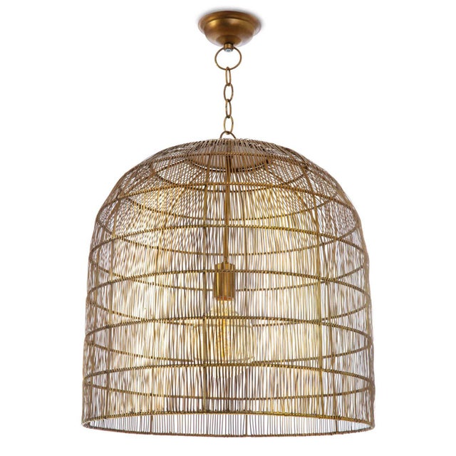 Brass Regina Andrew Fresco Metal Pendant, Brass For Sale - Image 8 of 8