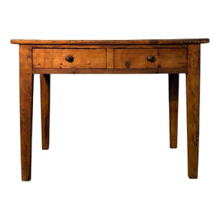 Rustic Fir Table with Two Drawers, 1900s For Sale