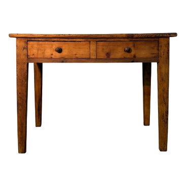 Rustic Fir Table with Two Drawers, 1900s For Sale