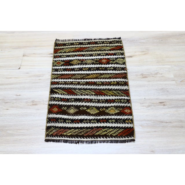 1980s Southwestern Striped Cecim Kilim For Sale - Image 12 of 12