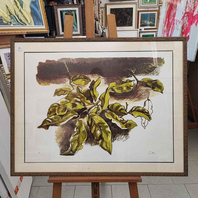 Green Renato Guttuso, Leaves, Print, Framed For Sale - Image 8 of 8