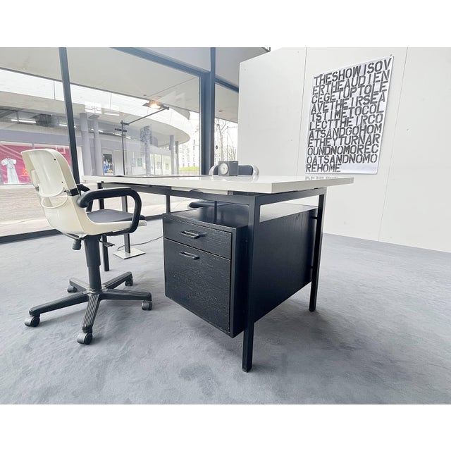 Writing Desk in Black Stained Oak with White Lacquered Top by Herbert Hirche for Christian Holzäpfel KG, Germany, 1960s For Sale - Image 17 of 18
