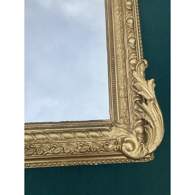 Gold Antique French Giltwood Crested Mirror For Sale - Image 8 of 12