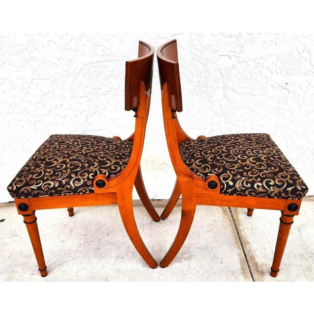 1960s Pair of Biedermeier Empire Chairs Burl For Sale - Image 5 of 12