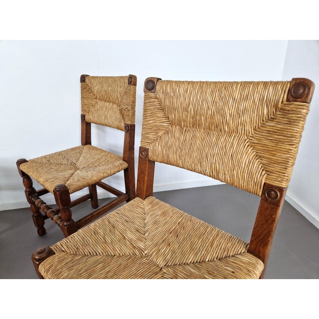 Vintage French Primitive Rush Chairs, 1930s, Set of 4 For Sale - Image 10 of 11