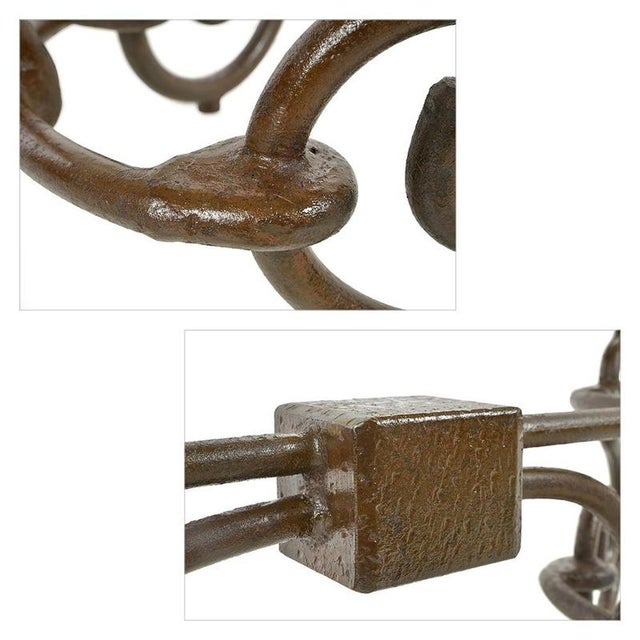 Carved Cast Iron Coffee Table with Glass Top For Sale - Image 5 of 8