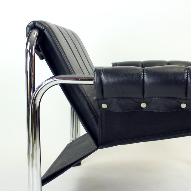 Lounge Chair in Chrome and Leatherette by Viliam Chlebo for Kodreta, 1980s For Sale - Image 10 of 14