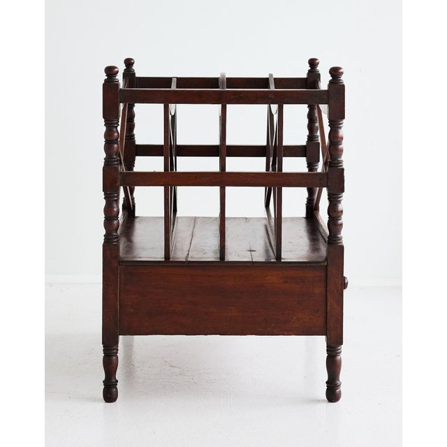 Regency Mahogany Canterbury with Drawer, England, 19th Century A fine example of English Regency craftsmanship, this...