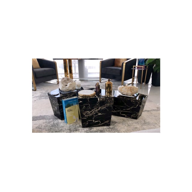 Eichholtz Prudential Black Marble Coffee Table, Set of 3 Chairish