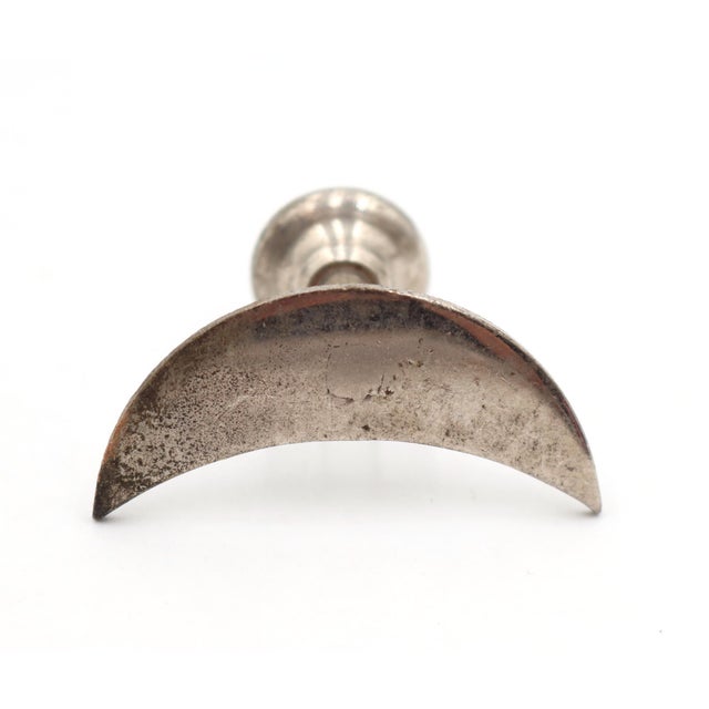 Set of Vintage Nickeled Brass Crescent Moon Drawer Knobs For Sale - Image 4 of 6