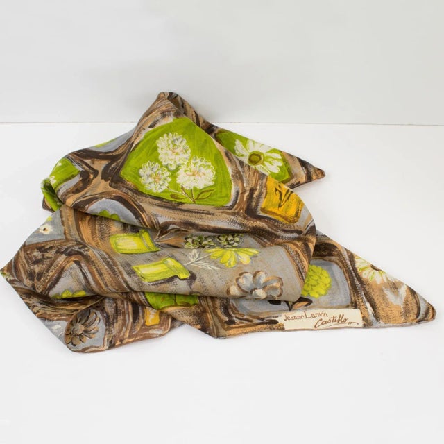 Mid-Century Modern Jeanne Lanvin and Castillo Silk Scarf Multicolor Flower Pots For Sale - Image 3 of 6
