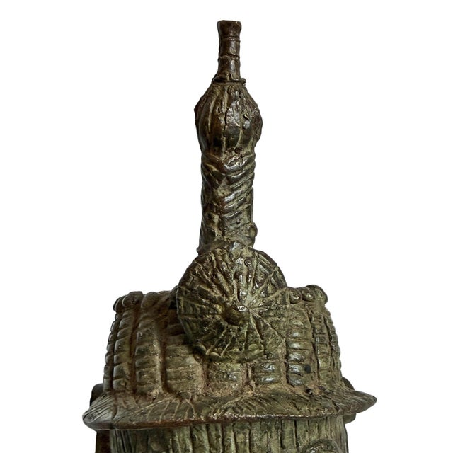 Old Antique African Bronze Nigeria Edo Ife Head Sculpture For Sale In Los Angeles - Image 6 of 8