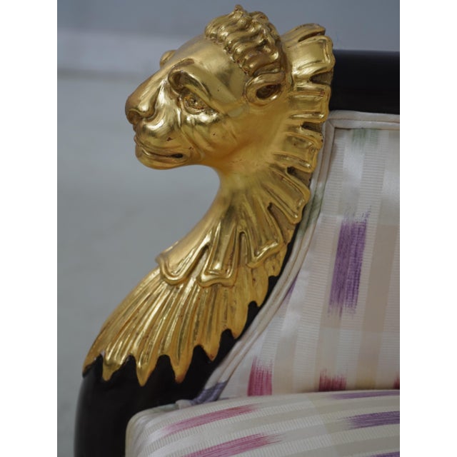 Pair of Regency Style Lion Head Barrel Back Chairs For Sale - Image 9 of 17