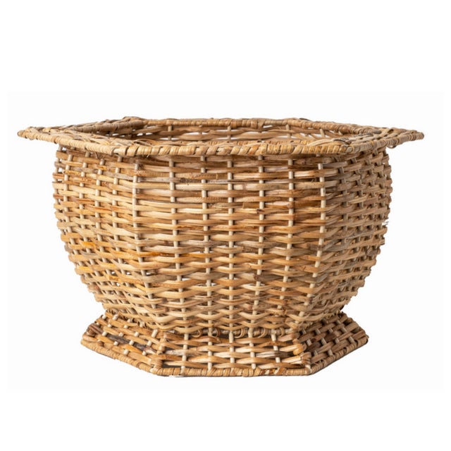 2020s Hexagon Wicker Planter, Medium For Sale - Image 5 of 5