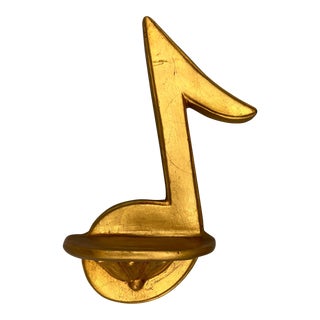Vintage Italian Gilt Plaster Music Note Wall Shelf – Baroque / Music Room Decor For Sale