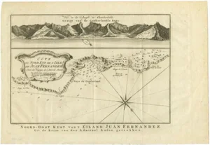 Antique Map of the Coast of Juan Fernandez by Van Schley, 1757