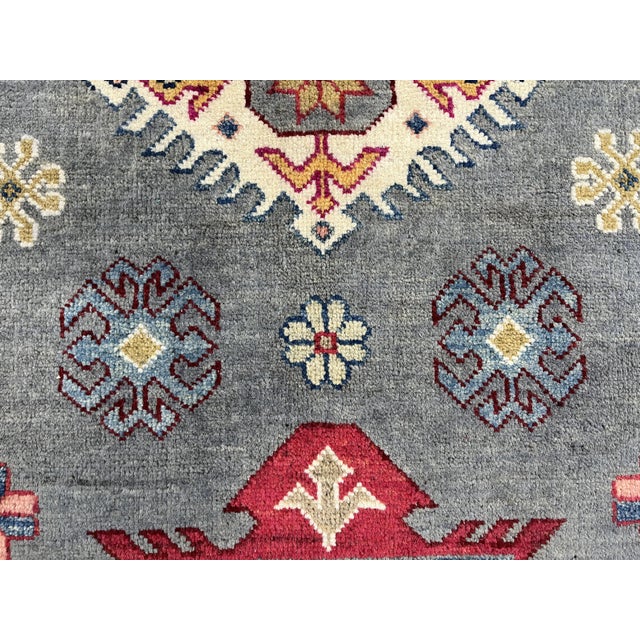 Gray Kazak Wool Rug With Star Medallion, 5'8" X 7'10" For Sale - Image 12 of 16