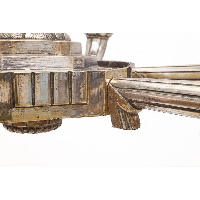 Art Deco Silver-Plated Brass Chandelier, 1920s For Sale - Image 12 of 12