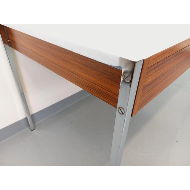 Modernist Desk in Rosewood, Melamine and Metal, 1970s For Sale - Image 6 of 18