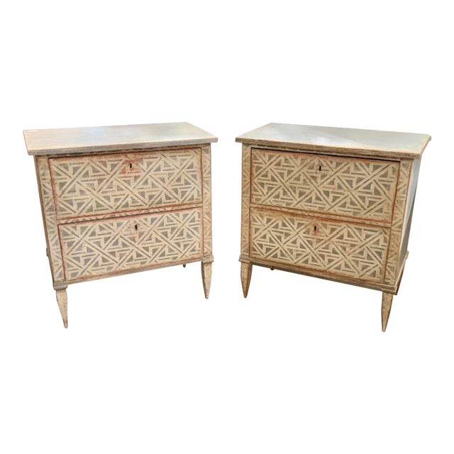 Pair of Painted German Neo-Classical Style Bedside Tables For Sale