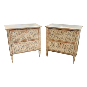 Pair of Painted German Neo-Classical Style Bedside Tables