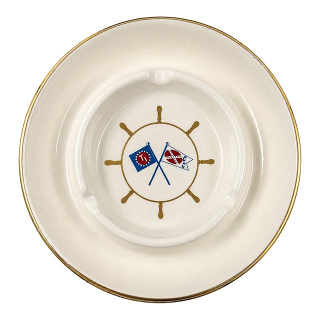 Vintage the Tides Inn Hotel Irvington Virginia Nautical Ceramic Ashtray For Sale
