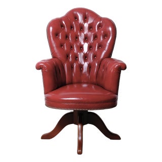 Vintage Chesterfield-Style Swivel Office Chair, 1960s For Sale
