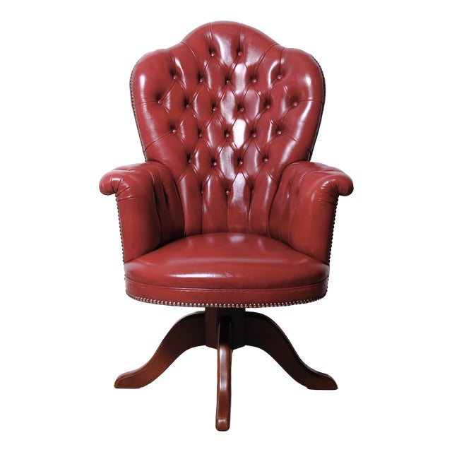 Vintage Chesterfield-Style Swivel Office Chair, 1960s For Sale
