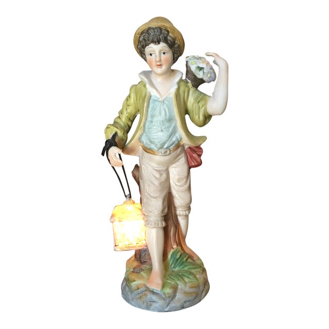 Vintage Boy Holding Light Lantern Figurine Chairish