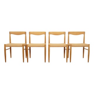 Vintage Oak Dining Chairs by H.W. Klein for Bramin, 1950s, Set of 4 For Sale