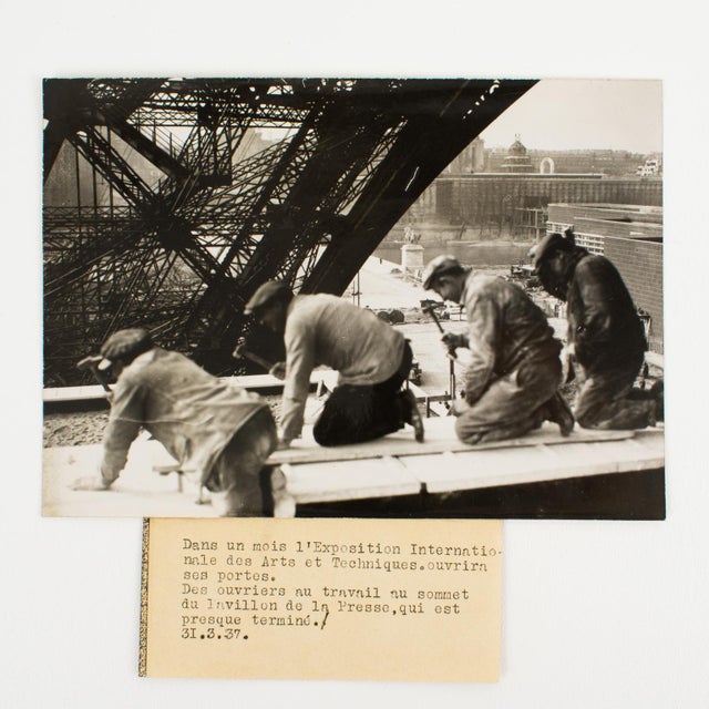 Paris International Exhibition W Eiffel Tower, Silver Gelatin Black and White Photograph, 1937, by Press Agency Mondial For Sale - Image 4 of 4