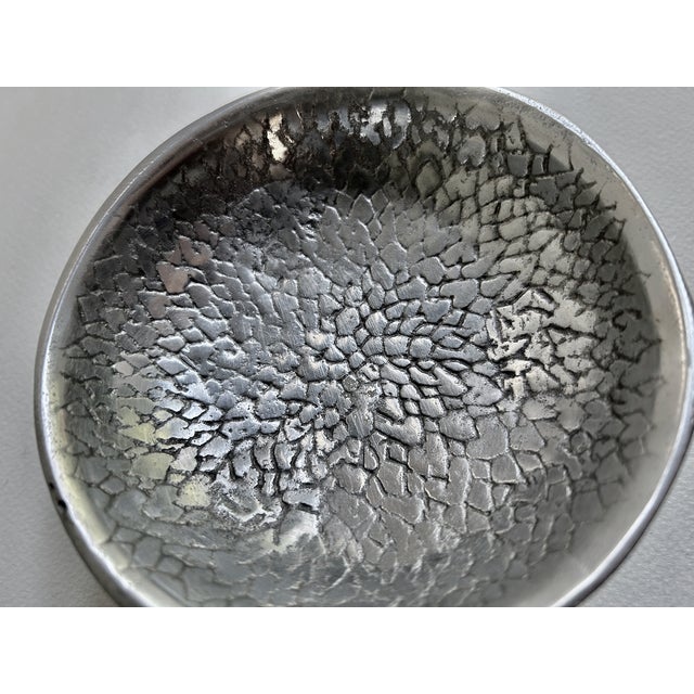 Vintage Mexican Footed Hammered Pewter Bowl For Sale - Image 11 of 14