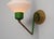 Mid-Century Modern Large Italian Brass and Green‑Lacquered Wall Lamps with Opaline Glass Shades, 1950s, Set of 2 For Sale - Image 3 of 12