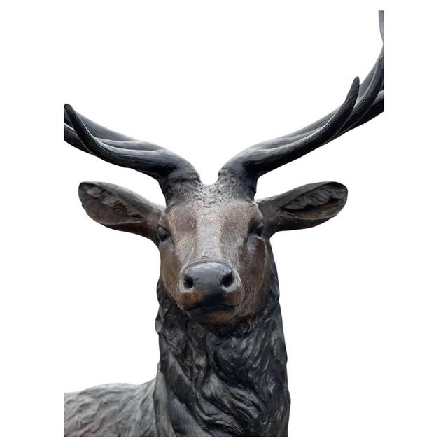 Bronze Twelve-Point Stag Garden Sculpture For Sale - Image 13 of 18