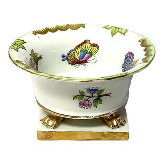 Vintage Herend Queen Victoria Footed Porcelain Bowl on Base For Sale