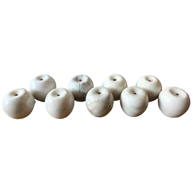 A beautiful cluster of nine hand-carved marble apples, each with its own subtle veining, coloration, and organic...