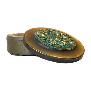 Art Deco Jewelry Trinket in Bronze and Ceramic from BL, 1930s For Sale