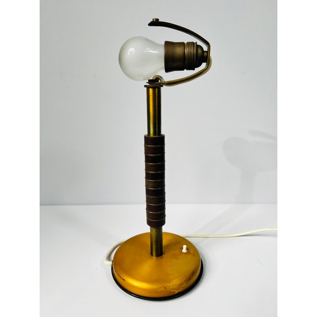 Metal Mid-Century Modern Art Deco Danish Zenith Gold Table Lamp in Aluminum, Brass and Bakelite, 1960 For Sale - Image 7 of 18