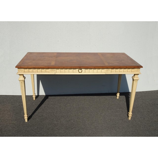 French Country Vintage French Country Writing Executive Desk ~ Library Table by Shultz & Behrle For Sale - Image 3 of 13