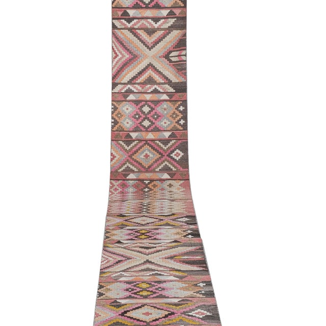 Vintage Turkish Stair Kilim Runner Rug 2'5'' X 20'4'' For Sale - Image 4 of 13