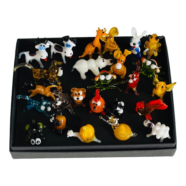 1970s 25 Miniature Blown Glass Animalia Figurines For Sale
