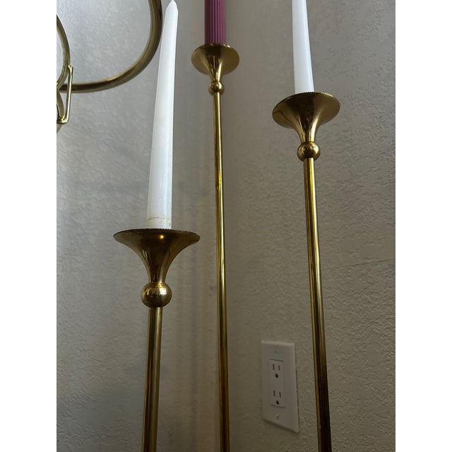 Mid-Century Modern Vintage Brass, Bombay Company, Tall Floor Candle Holders For Sale - Image 3 of 8