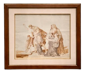 Follower of Jacques-Louis David, Neoclassical, Red Chalk, French Paper